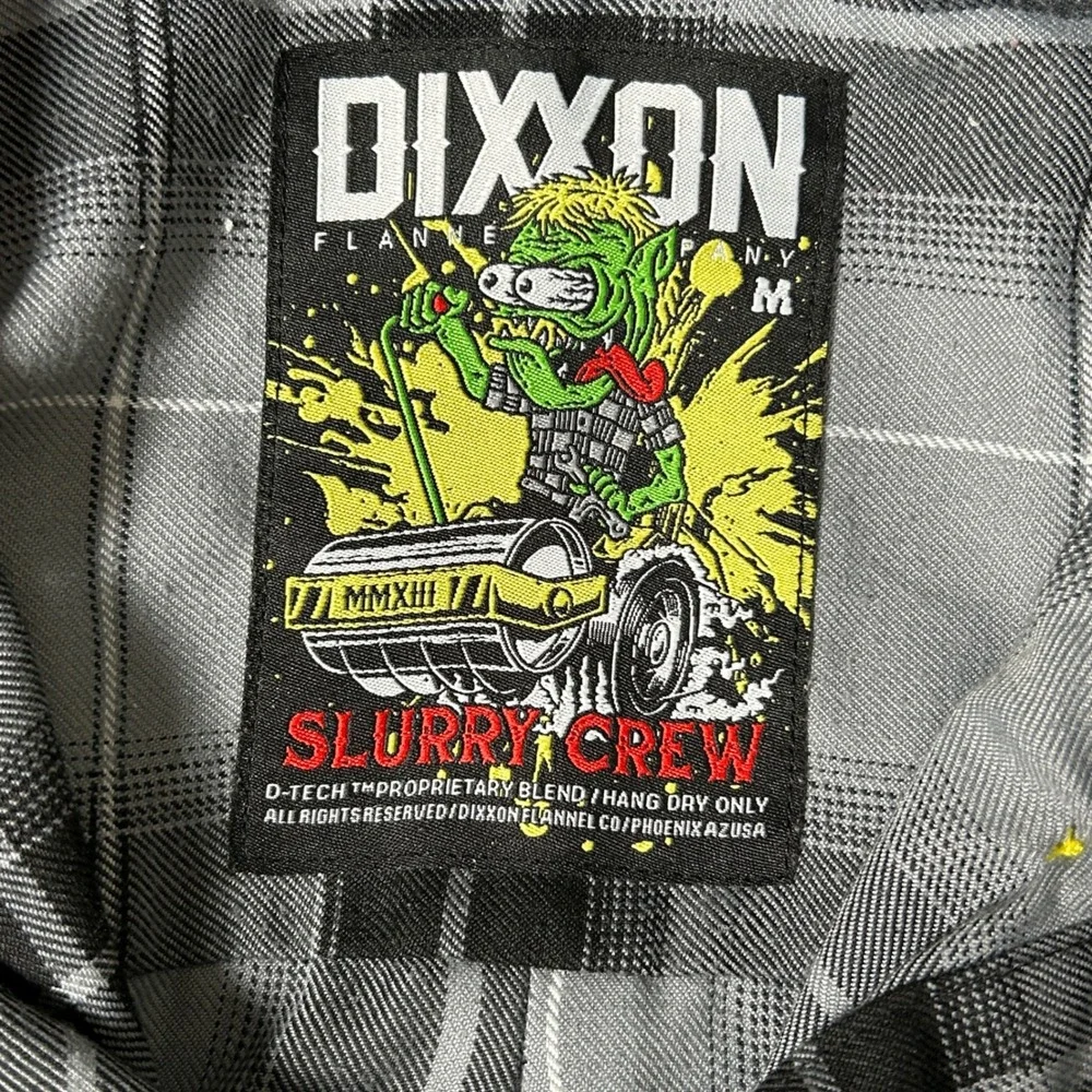 Dixxon Flannel Slurry Crew Mens Size M Grey Black Plaid D-Tech Button Up Shirt